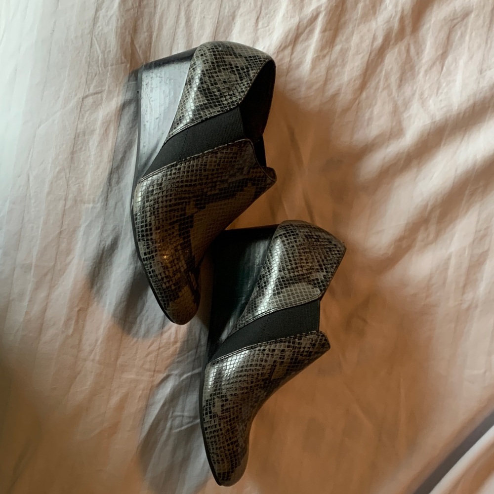 Vionic Black Snakeskin Ankle Booties - image 1